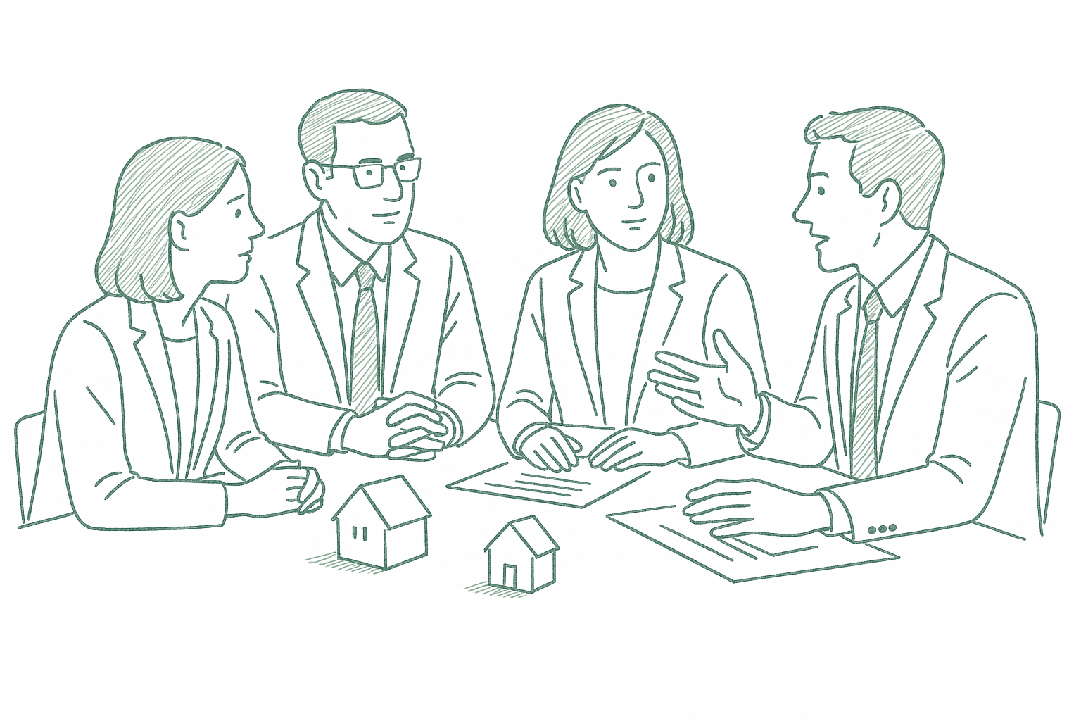 Real estate professionals in a peer group discussion