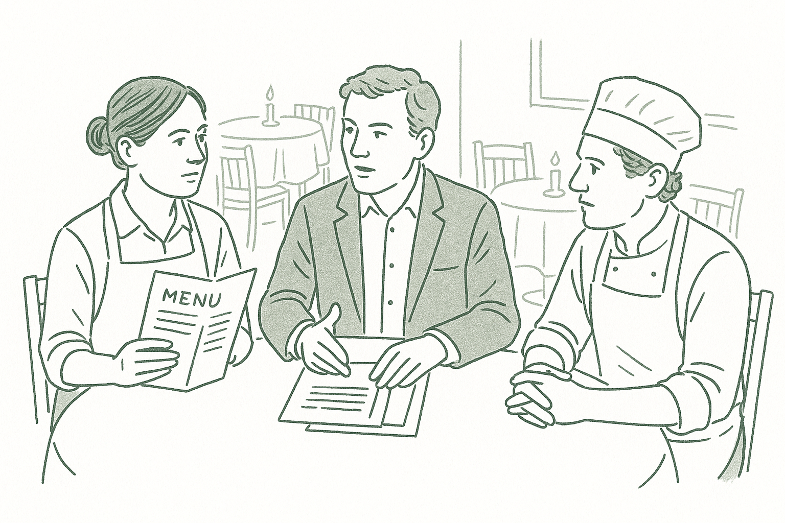 A small group of restaurant owners and hospitality operators seated around a table in focused peer group discussion