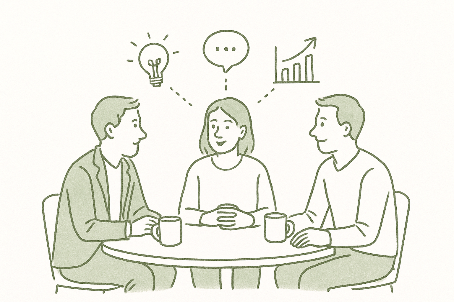 A solo founder at a desk, with a circle of chairs in the background suggesting peer community